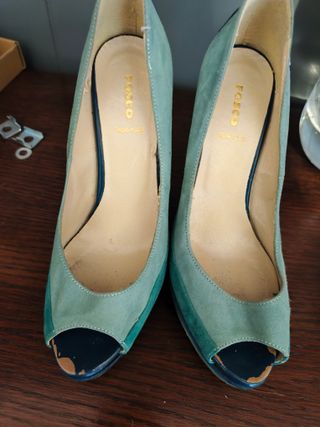 Zapatos tacón plataforma azul 39