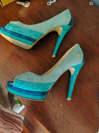 Zapatos tacón plataforma azul 39