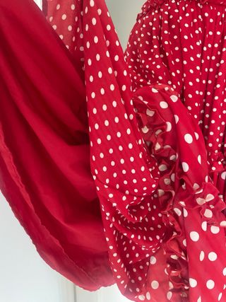 Traje Flamenca Niña La Ormiga Rojo Lunares