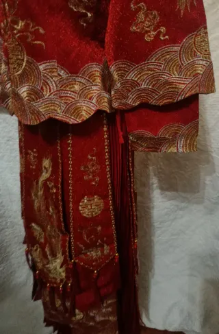 Vestido Novia Tradicional Chino Rojo Dorado