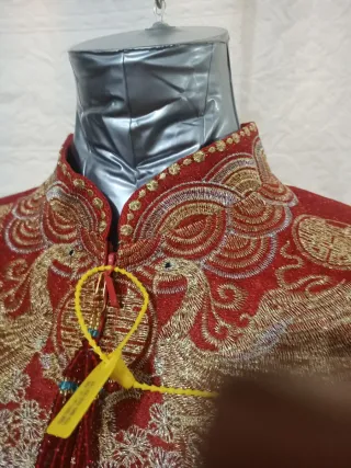 Vestido Novia Tradicional Chino Rojo Dorado