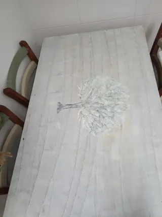 Conjunto Mesa y 4 Sillas Rústicas