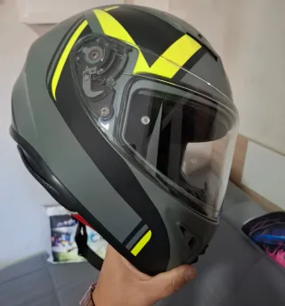 Casco Moto SHIRO Gris y Amarillo Chaqueta