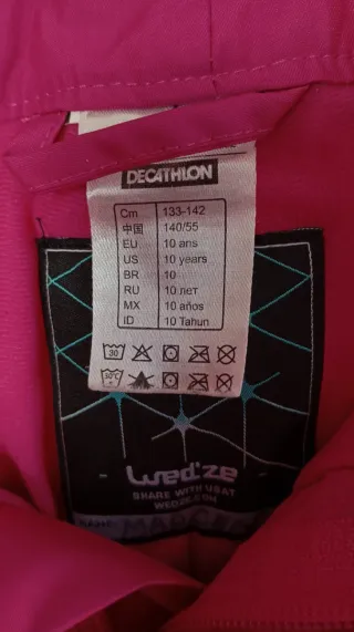 Pantalón de nieve niña rosa talla 10 años