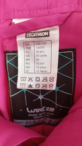 Pantalón de nieve niña rosa talla 10 años