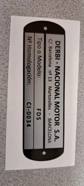 Pegatina Homologación Derbi FDS CI-0034