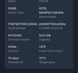 Intel Optane M10 64GB SSD