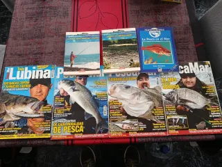 4 revistas y tres libros de pesca
