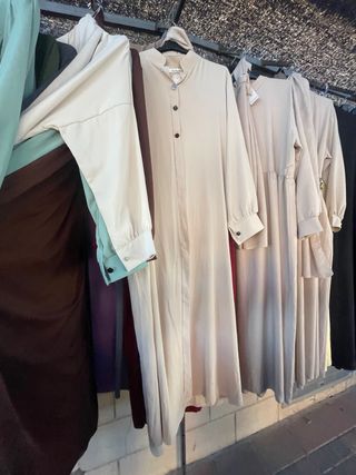 Vestido largo beige y marrón talla única