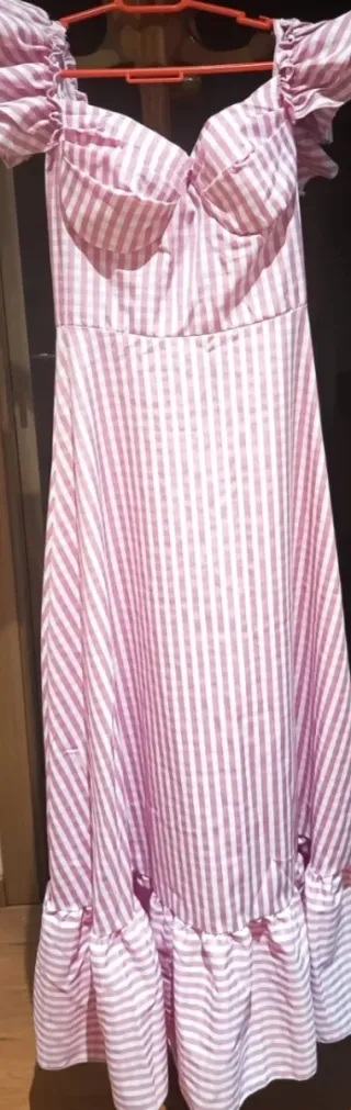 Bata romería rosa y blanca