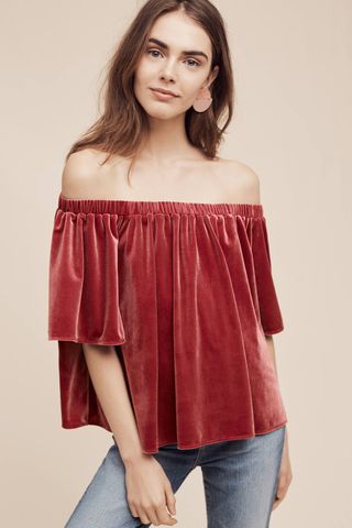 Top terciopelo rosa burdeos Anthropologie XS, £78