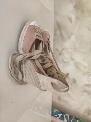 Sandalias Esparto Beige y Rosa