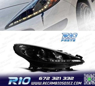 FAROS PEUGEOT 207 06-12 LUZ DIURNA LED NEGRO + MOTOR