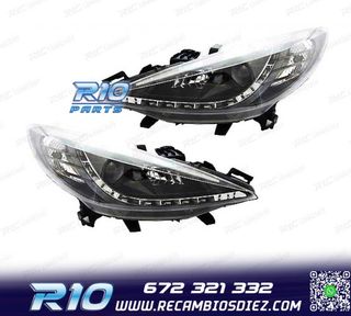 FAROS PEUGEOT 207 06-12 LUZ DIURNA LED NEGRO + MOTOR