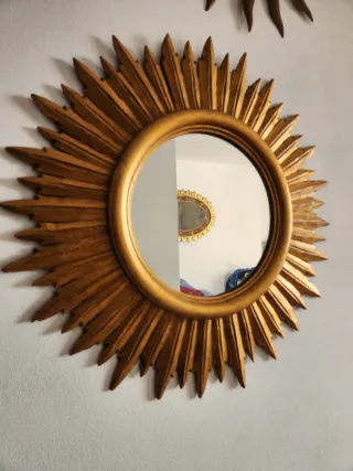 Espejo Sol Antiguo Madera Dorado
