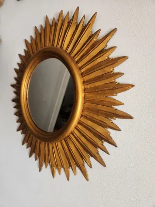 Espejo Sol Antiguo Madera Dorado