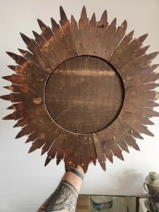 Espejo Sol Antiguo Madera Dorado