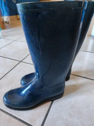 Stivali da pioggia blu glitterati