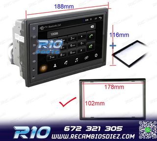 RADIO 9" GPS ANDROID 13 2DIN TÁCTIL BLUETOOTH USB SD