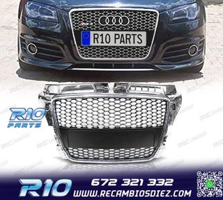 PARRILLA AUDI A3 8P 08-12 LOOK RS CROMO NEGRO