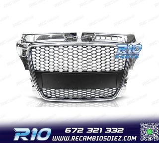 PARRILLA AUDI A3 8P 08-12 LOOK RS CROMO NEGRO