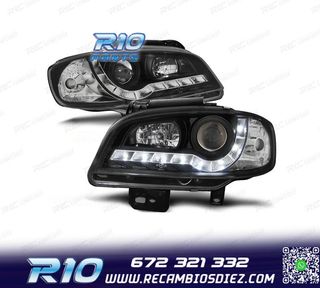 FAROS PARA SEAT IBIZA CORDOBA 6K2 99-02 LUZ DIURNA FONDO NEG