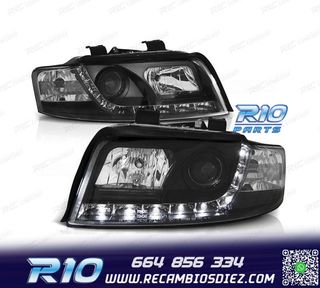 FAROS AUDI A4 B6 00-04 FONDO NEGRO LUZ DIURNA LED