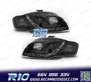 FAROS AUDI A4 B7 04-07 LUZ DIURNA FONDO NEGRO