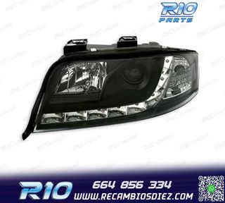 FAROS AUDI A6 4B 01-04 LUZ DIURNA LED FONDO NEGRO