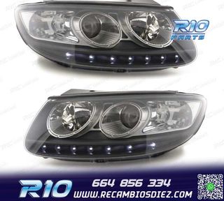 FAROS HYUNDAI SANTA FE 06-11 OJOS ANGEL LUZ DIURNA FONDO NEG