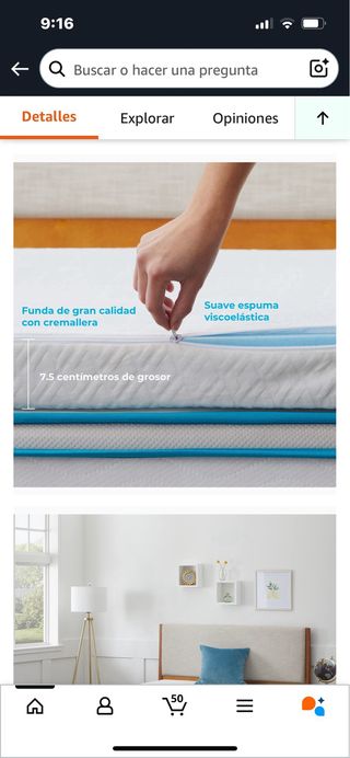 Topper Colchón viscoelastico,  Linenspa 180x200cm