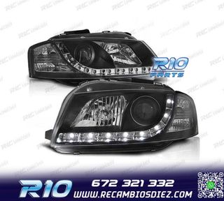FAROS AUDI A3 8P LUZ DIURNA REAL FONDO NEGRO