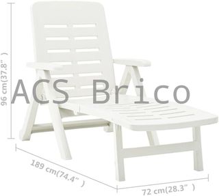 Tumbona Plegable Smeraldo con Ruedas Blanca