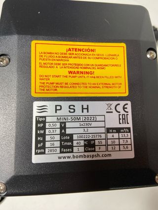 : Bomba de agua Bombasphs mini-50M