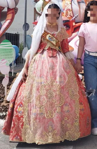 Traje de Fallera Rojo Anaranjado de 6 a 7 años