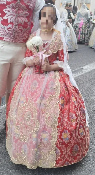 Traje de Fallera Rojo Anaranjado de 6 a 7 años