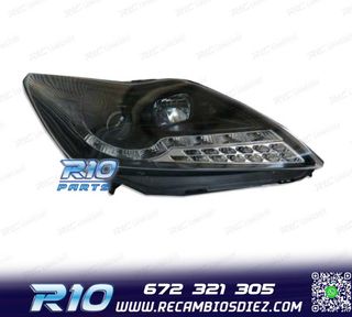 FAROS FORD FOCUS 08- LUZ DIURNA LED NEGRO