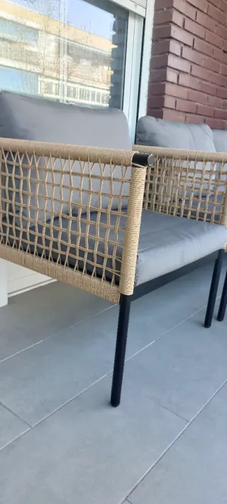 Conjunto Sofás Jardín Ratán y Metal