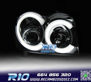 FAROS JEEP GRAND CHEROKEE 05-08 LUZ DIURNA LED CROMADO