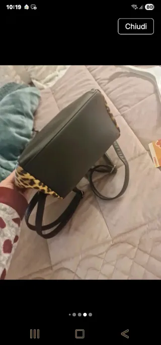 Zainetto donna nero con stampa leopardata