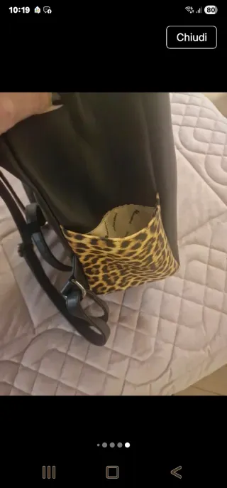 Zainetto donna nero con stampa leopardata