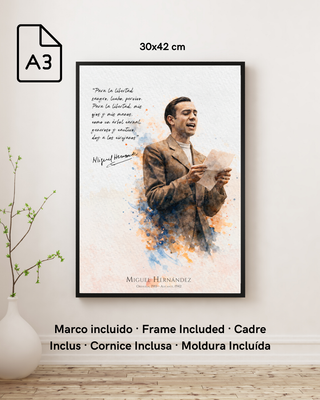 Cuadro Poeta Miguel Hernández A3 Para la libertad