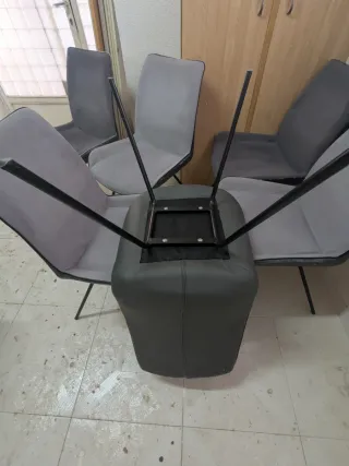 Conjunto 6 sillas comedor grises