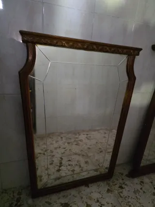 Espejo antiguo madera y cristal