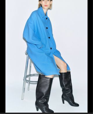 Abrigo Zara Oversize Azul Talla Única