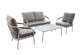 Conjunto Muebles Jardín Terraza Beige y Blanco