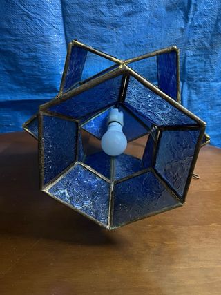 Lámpara colgante Marrakech azul y dorada