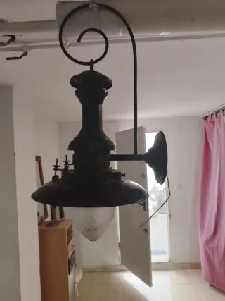 Lámpara colgante metal y cristal