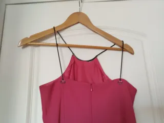 Vestido largo ceremonia mujer rosa fucsia fular