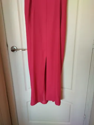 Vestido largo ceremonia mujer rosa fucsia fular